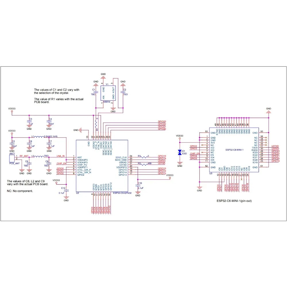 2-100PCS ESP32-C6-MINI-1U & 1  - Ipex Connector avaliação e preço